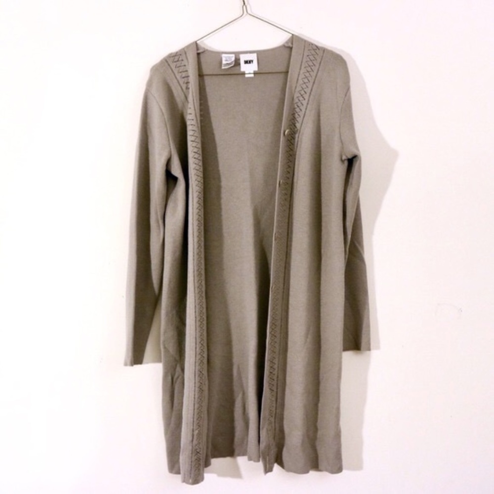 DKNY Grey Long Cardigan